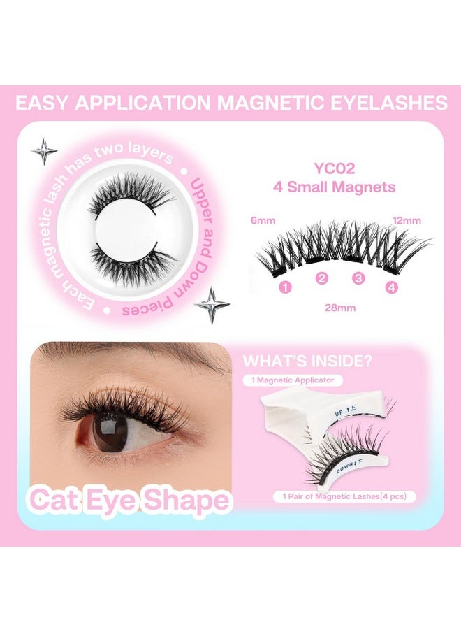 Magnetic Eyelashes Natural Look Magnetic Lashes With Applicator Reusable Magnetic Eyelashes Kit Without Eyeliner No Glue Needed Magnetic False Eyelashes For All Day Comfort (Yc02)