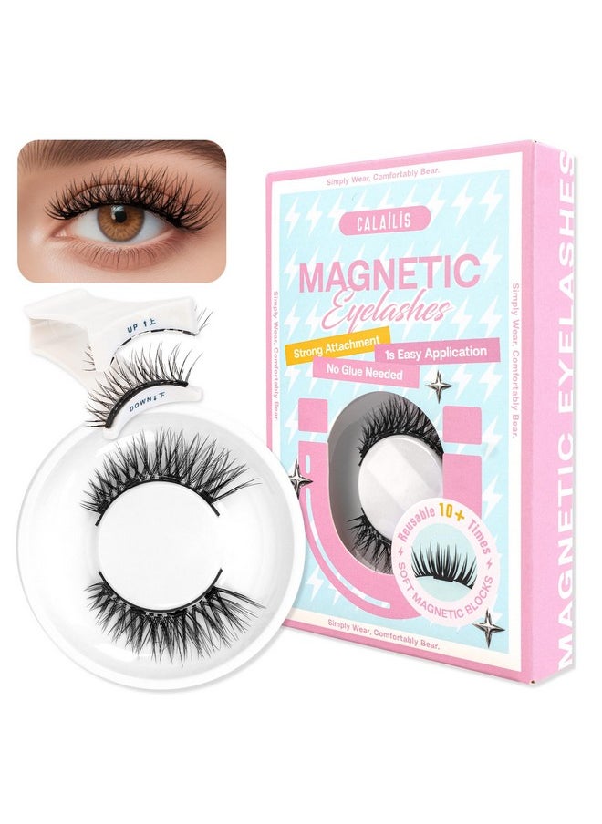 Magnetic Eyelashes Natural Look Magnetic Lashes With Applicator Reusable Magnetic Eyelashes Kit Without Eyeliner No Glue Needed Magnetic False Eyelashes For All Day Comfort (Yc02)