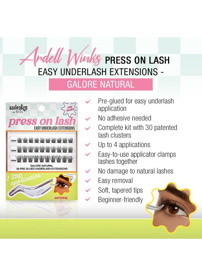 Ardell Winks Press On Underlash Extensions - Pre-Glued, 30 DIY Lash Clusters, Eyelash Extension Kit, Natural Look, Individual Lashes with Applicator, 1-Pack