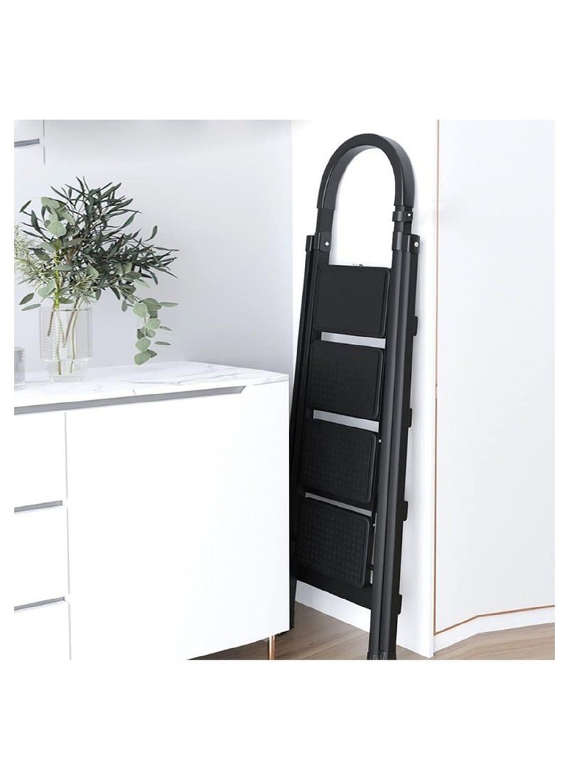 Folding 4 Step Ladder, Step Stool, Portable, Lightweight, Anti Slip Pedal, Handrail For Home Kitchen Office