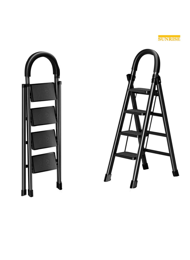 Folding 4 Step Ladder, Step Stool, Portable, Lightweight, Anti Slip Pedal, Handrail For Home Kitchen Office