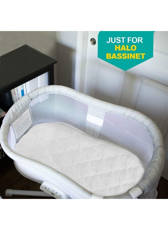 Bassinet Mattress Cover Compatible with Halo Bassinest Swivel Sleeper Bassinet Mattress Pad, 2 Pack, Microfiber, Waterproof and Soft, White