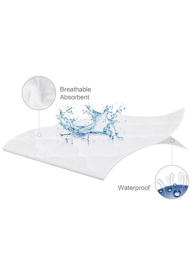 Bassinet Mattress Pad Cover Waterproof, Quilted Bassinet Mattress Protector Sheets Fits All Mainstream Bassinet - Rectangle, Oval, Hourglass, 2 Pack, Ultra Soft Breathable, Grey and White