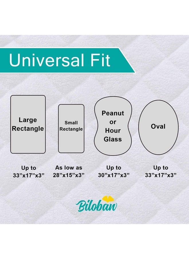Bassinet Mattress Pad Cover Waterproof, Quilted Bassinet Mattress Protector Sheets Fits All Mainstream Bassinet - Rectangle, Oval, Hourglass, 2 Pack, Ultra Soft Breathable, Grey and White