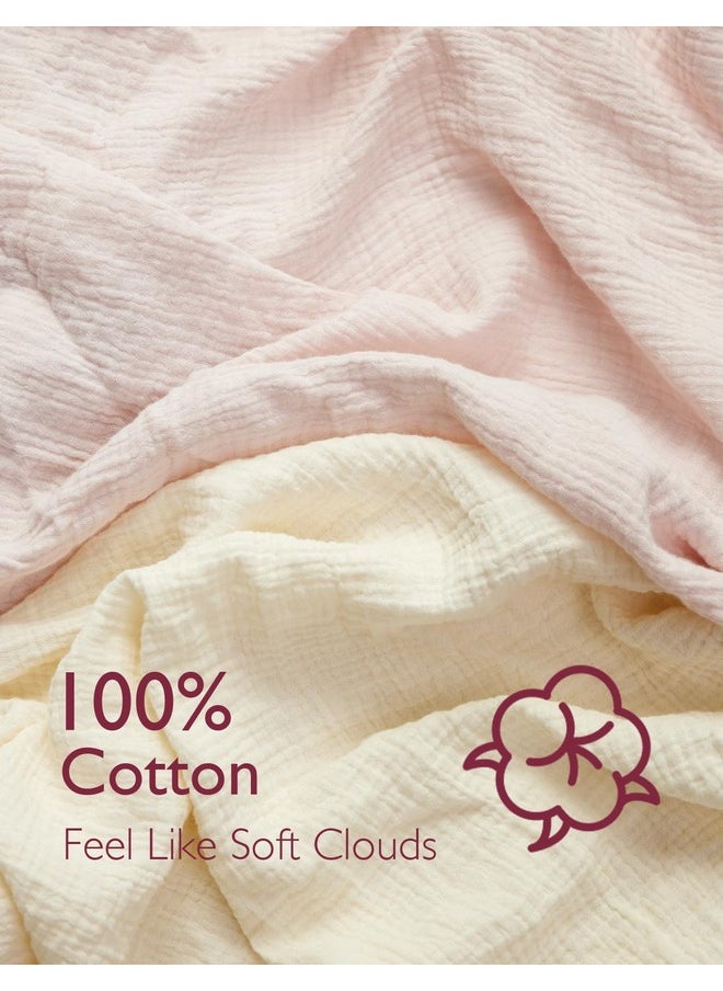 Momcozy Muslin Fitted Bassinet Sheet, 2 Pack Soft Breathable Natural Cotton 32