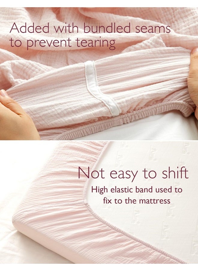 Momcozy Muslin Fitted Bassinet Sheet, 2 Pack Soft Breathable Natural Cotton 32