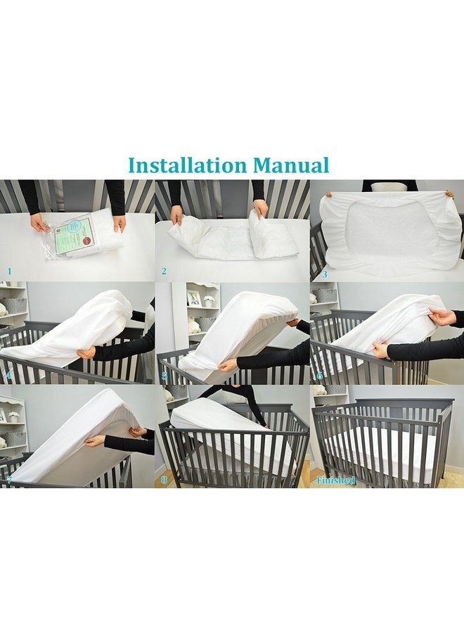 American Baby Company 2 Pack Waterproof Fitted Crib and Toddler Mattress Protector, Quilted and Noiseless Crib & Toddler Mattress Pad Cover, White, 52
