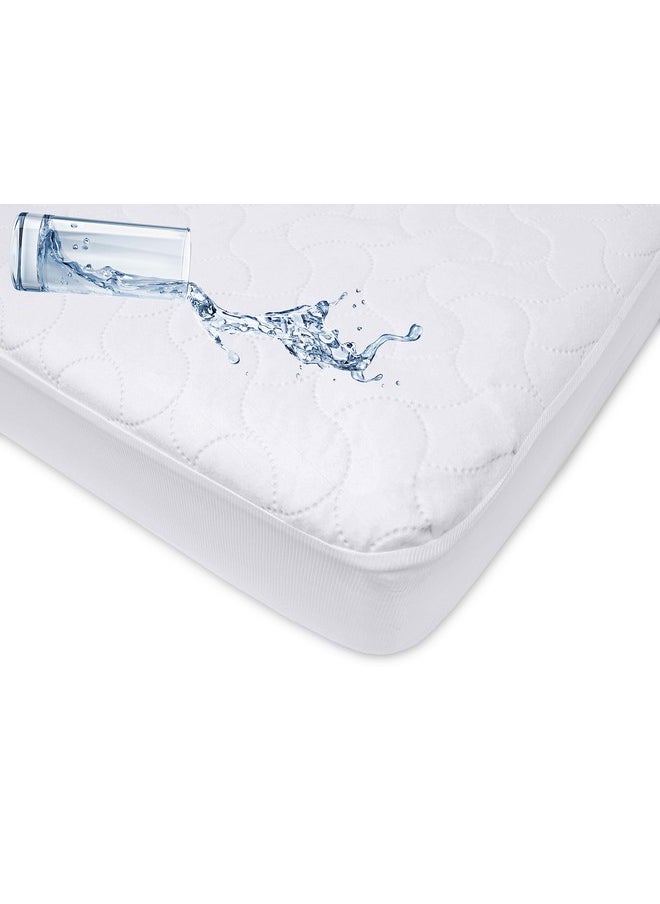 American Baby Company 2 Pack Waterproof Fitted Crib and Toddler Mattress Protector, Quilted and Noiseless Crib & Toddler Mattress Pad Cover, White, 52