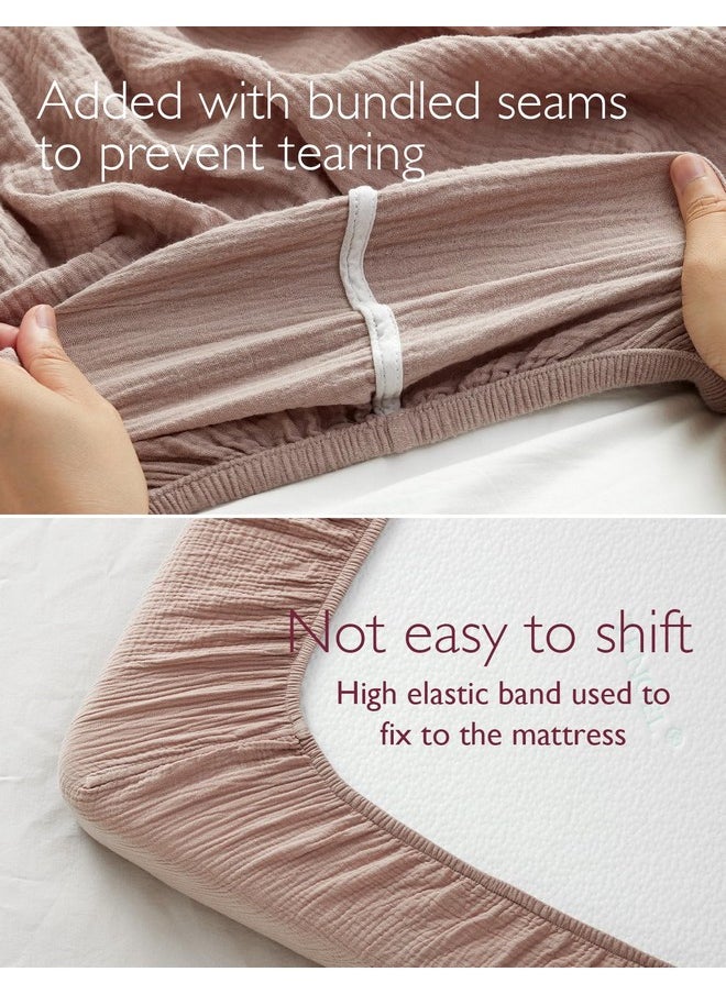 Momcozy Muslin Fitted Bassinet Sheet, 2 Pack Soft Breathable Natural Cotton 32