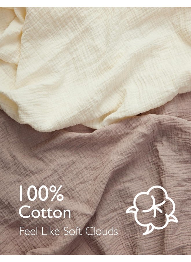 Momcozy Muslin Fitted Bassinet Sheet, 2 Pack Soft Breathable Natural Cotton 32