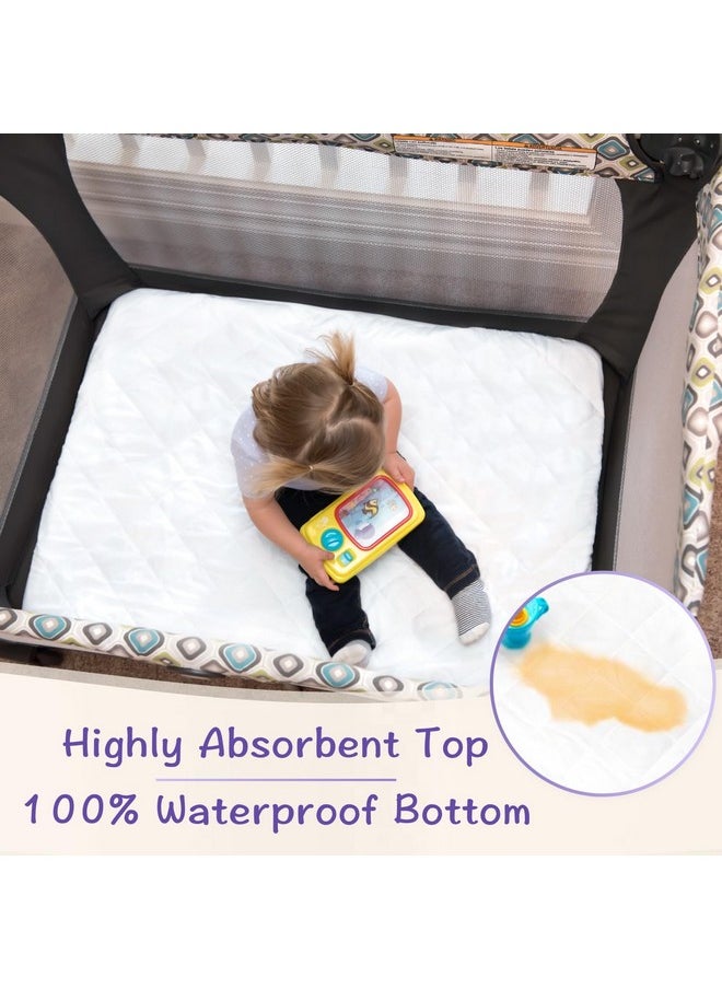 Pack N Play Mattress Protector Pad - Waterproof & Noiseless, Ultra-Soft Breathable Mattress Cover for Pack and Plays, Playards and Mini Cribs, Highly Absorbent Fitted and Dryer Safe