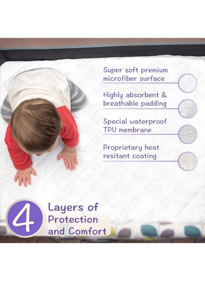Pack N Play Mattress Protector Pad - Waterproof & Noiseless, Ultra-Soft Breathable Mattress Cover for Pack and Plays, Playards and Mini Cribs, Highly Absorbent Fitted and Dryer Safe
