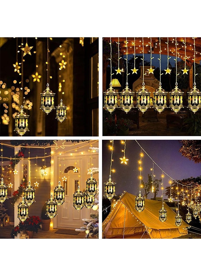 Ramadan Decorations Lights,Led Star Lantern Curtain Ramadan Lights for Bedroom Home Ou