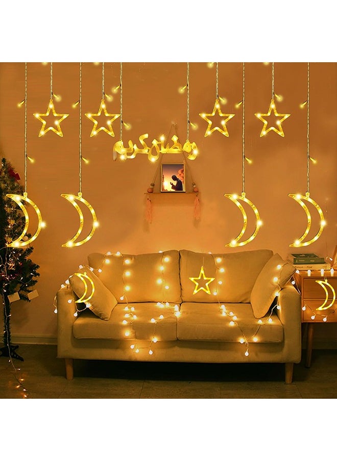 Ramadan Star Moon Lights, Outdoor Ramadan Decorations Lights, 8 Lighting Modes for Ramadan Party Eid Decoration Home