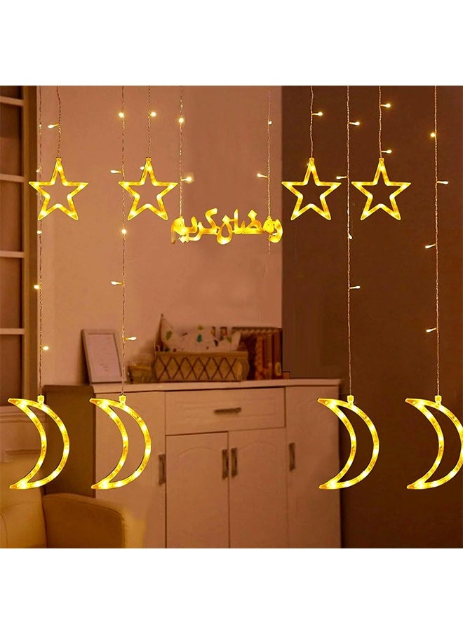 Ramadan Star Moon Lights, Outdoor Ramadan Decorations Lights, 8 Lighting Modes for Ramadan Party Eid Decoration Home