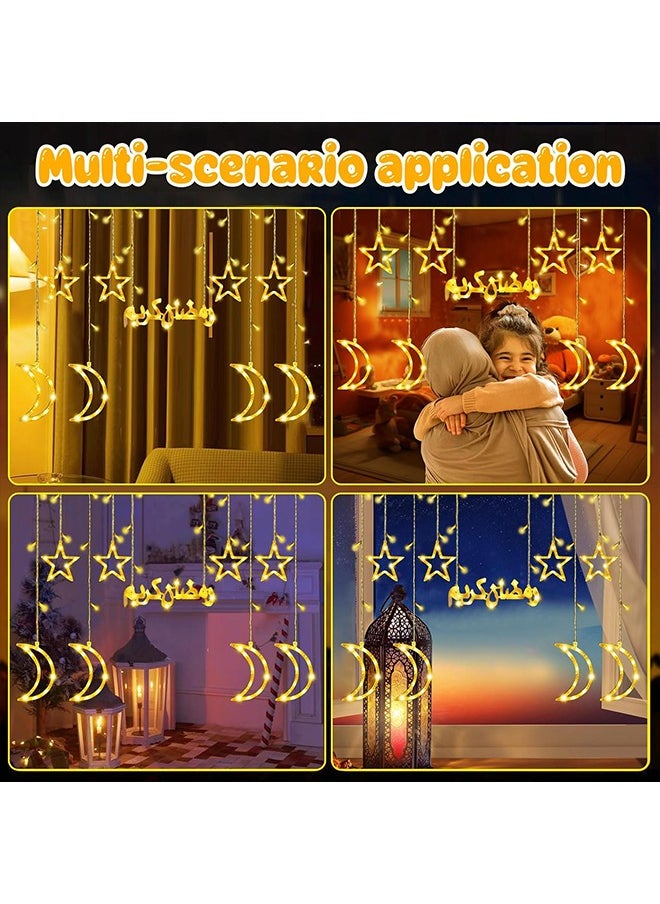 Ramadan Star Moon Lights, Outdoor Ramadan Decorations Lights, 8 Lighting Modes for Ramadan Party Eid Decoration Home