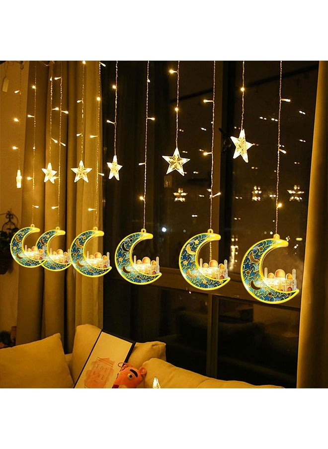 Ramadan Decorations,Ramadan Lights Hanging,Star Moon Lights Outdoor,Ramadan Decorations for Home String Lights Bedroom Indoor (Warm White)