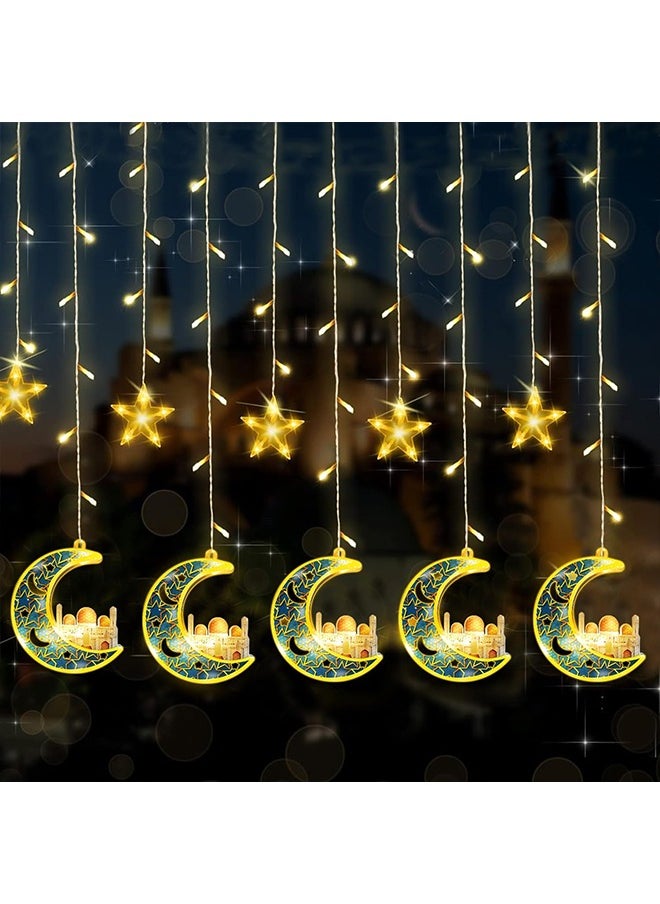 Ramadan Decorations,Ramadan Lights Hanging,Star Moon Lights Outdoor,Ramadan Decorations for Home String Lights Bedroom Indoor (Warm White)