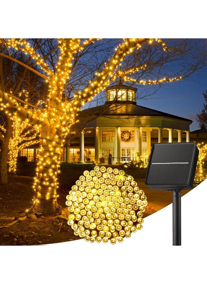 Minetom Solar String Lights for Outside - 40 FT 100 LED Christmas Solar String Lights with 8 Lighting Modes, IP65 Waterproof Solar Lights Outdoor, Solar Lights for Outside Tree Party Decor, Warm White