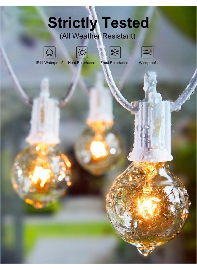 Outdoor String Light 25Feet G40 Globe Patio Lights with 27 Edison Glass Bulbs(2 Spare), Waterproof Connectable Hanging Christmas Lights for Backyard Porch Balcony Party Xmas Decor, E12 Socket Base