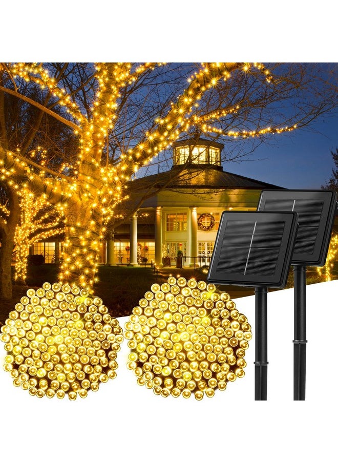 Solar String Lights Outdoor, 2 Pack Total 144FT 400 LED Solar Powered String Lights with 8 Lighting Modes, Waterproof Solar Patio Lights, Solar String Lights for Outside Tree Balcony, Warm White