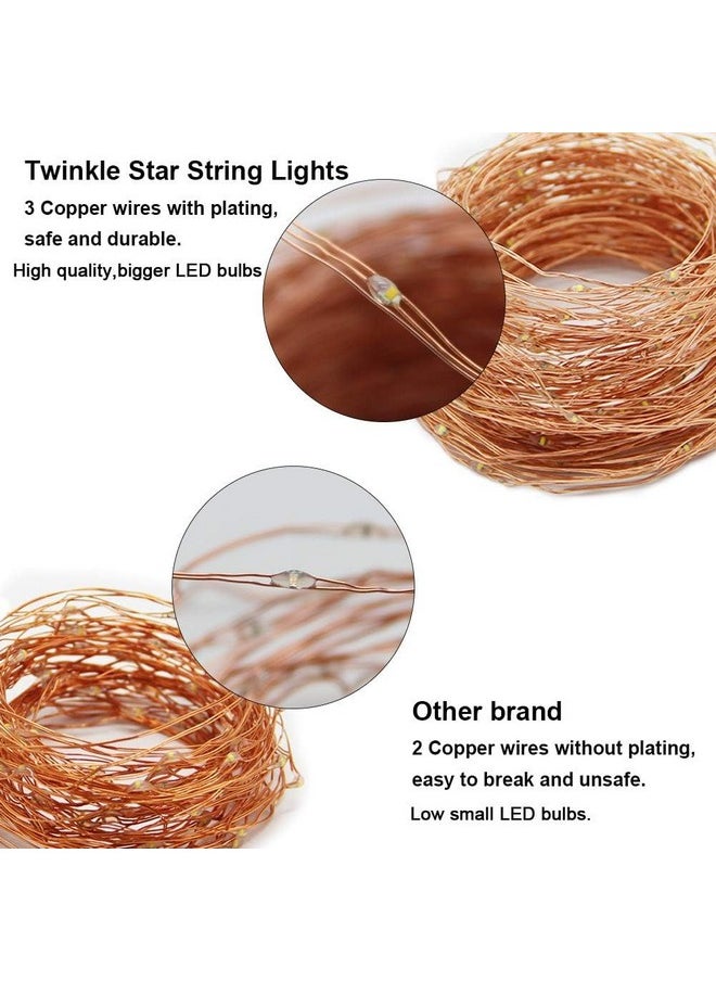 Twinkle Star 300LED 99FT Copper Wire String Lights Battery Operated 8 Modes Fairy Lights with Remote Waterproof Fairy String Lights for Outdoor Christmas Lights Wedding Party Decoration Warm White