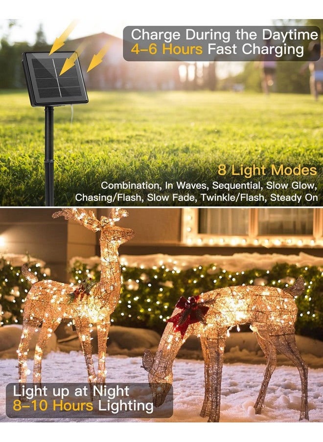 Solar String Lights Outdoor Waterproof, 4 Packs Total 132 Ft 400 LED Solar Fairy Lights with 8 Modes, Twinkle Solar Powered Outdoor Lights for Patio Yard Trees Wedding Christmas, Warm White