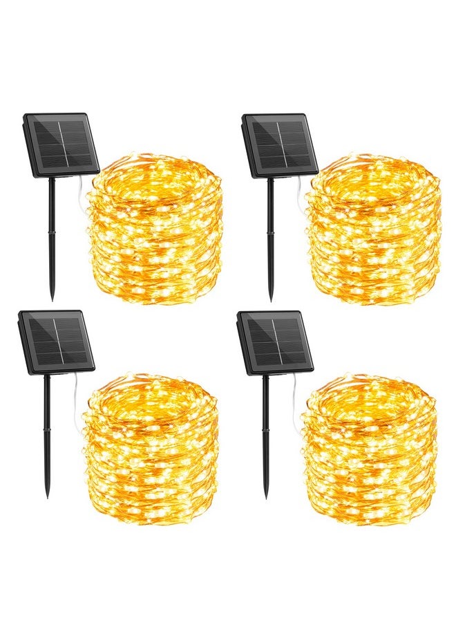 Solar String Lights Outdoor Waterproof, 4 Packs Total 132 Ft 400 LED Solar Fairy Lights with 8 Modes, Twinkle Solar Powered Outdoor Lights for Patio Yard Trees Wedding Christmas, Warm White