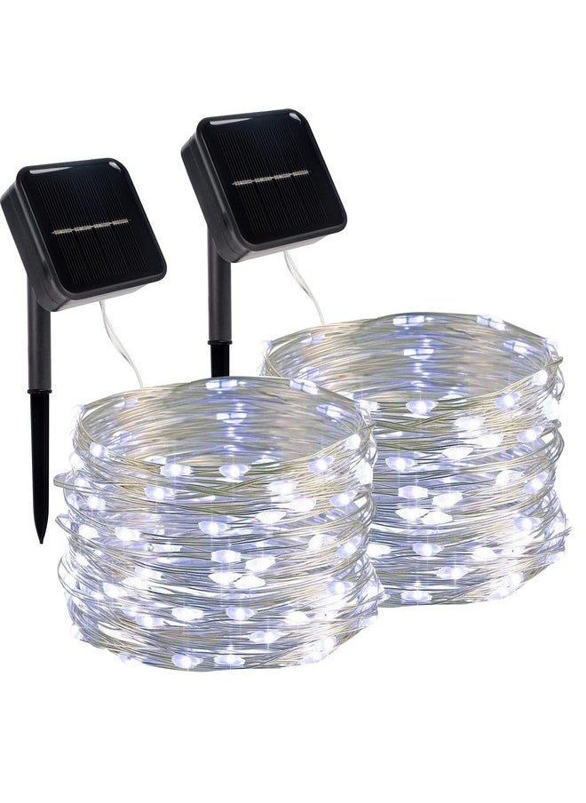 Twinkle Star 2 Pack Solar Christmas Lights Outdoor, Total 80FT 240 LED Solar Fairy Lights Waterproof with 8 Modes, Christmas Trees Light for Patio Garden Party Backyard Wedding Decor, White