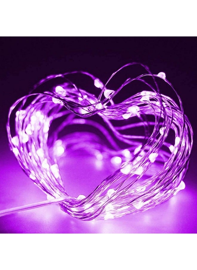 Twinkle Star Fairy Lights, 33ft 100 LED Battery Operated Waterproof String Lights with Remote, Timer & 8 Lighting Modes Indoor Outdoor Wedding Party Decorations, Purple, 1 Pack