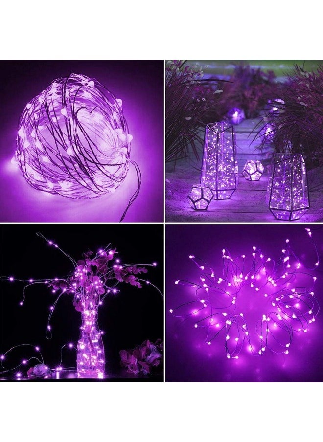 Twinkle Star Fairy Lights, 33ft 100 LED Battery Operated Waterproof String Lights with Remote, Timer & 8 Lighting Modes Indoor Outdoor Wedding Party Decorations, Purple, 1 Pack