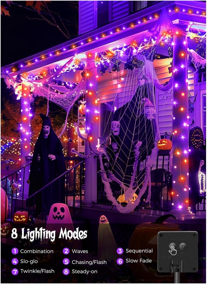 Minetom Halloween Solar Lights Outdoor - 4 Pack Total 160FT 400 LED Halloween String Lights with 8 Lighting Modes, IP65 Waterproof Solar String Lights for Outside Tree Party