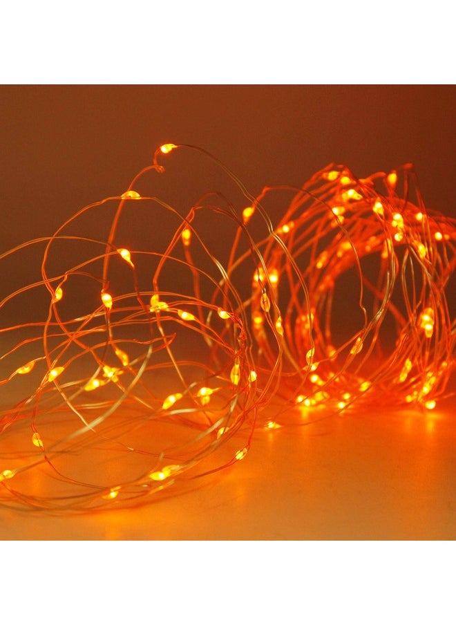 Twinkle Star Fairy Lights, 33ft 100 LED Battery Operated Waterproof String Lights with Remote, Timer & 8 Lighting Modes Indoor Outdoor Wedding Party Decorations, Orange, 1 Pack