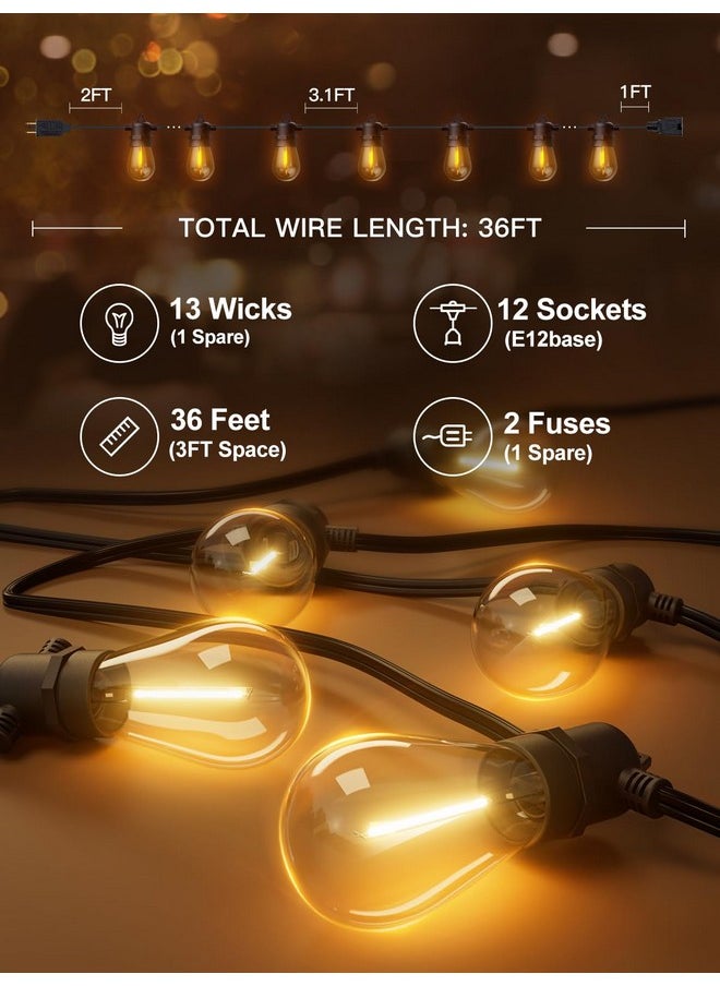 addlon 36FT LED Outdoor String Lights with 12 Edison Vintage Shatterproof Bulbs, Commercial Grade Patio Lights, IP65 Waterproof for Balcony, Backyard and Garden, Warm White