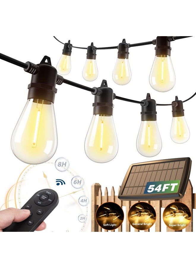 addlon 54(48+6) FT Solar String Lights Outdoor Waterproof with USB Port & Remote Control Solar Patio Lights Long Last for 20+Hrs Dimmable Solar Power LED Bulbs for Porch Garden Market Bistro