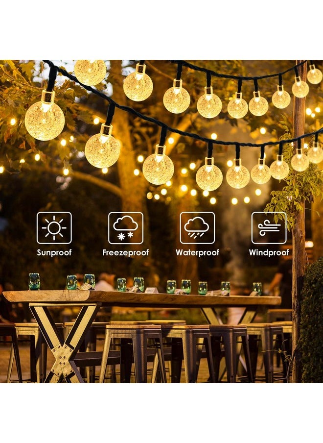 YIQU 2-Pack Solar String Lights Outdoor, Total 52FT 80 LED Crystal Globe Solar Lights Outdoor Waterproof with 8 Lighting Modes for Tree Garden Patio Balcony Party Wedding Decorations (Warm White)