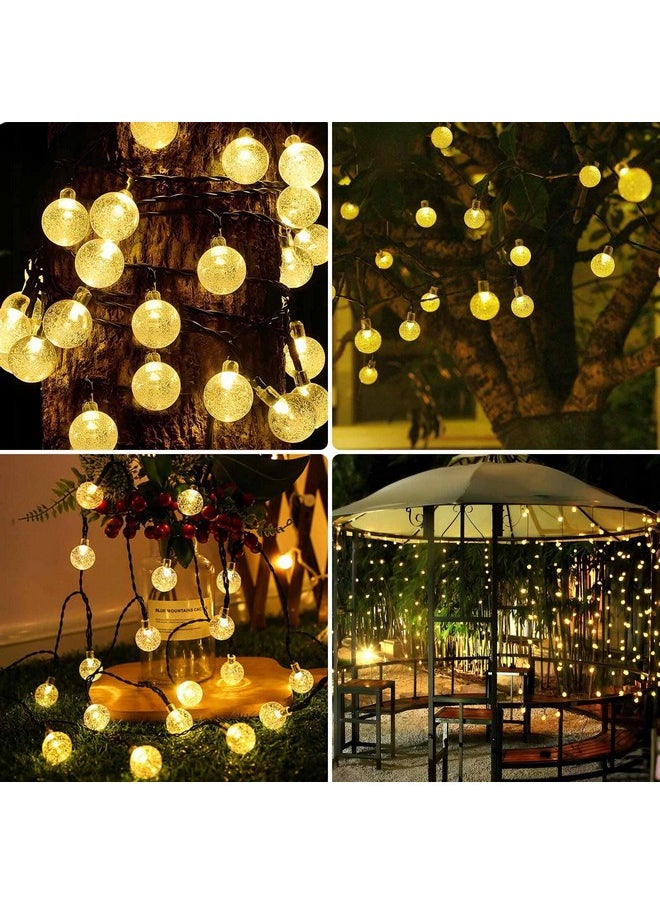 YIQU 2-Pack Solar String Lights Outdoor, Total 52FT 80 LED Crystal Globe Solar Lights Outdoor Waterproof with 8 Lighting Modes for Tree Garden Patio Balcony Party Wedding Decorations (Warm White)