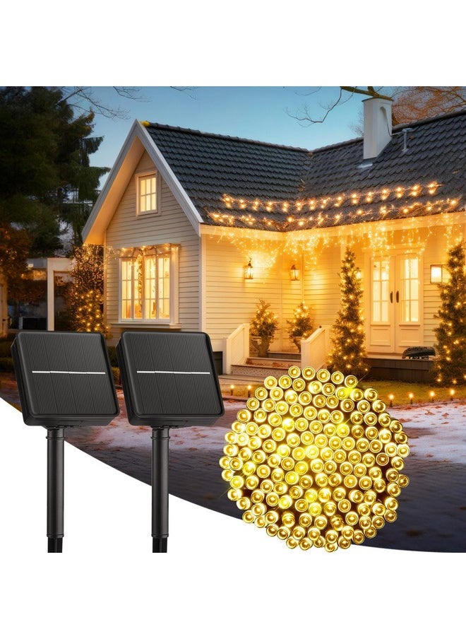 Solar String Lights for Outside, 2-Pack 200LED 78FT Total Solar Lights Outdoor IP65 Waterproof Solar Powered Lights with 8 Lighting Modes for Party Garden Yard Holiday Tree Decoration, Warm White