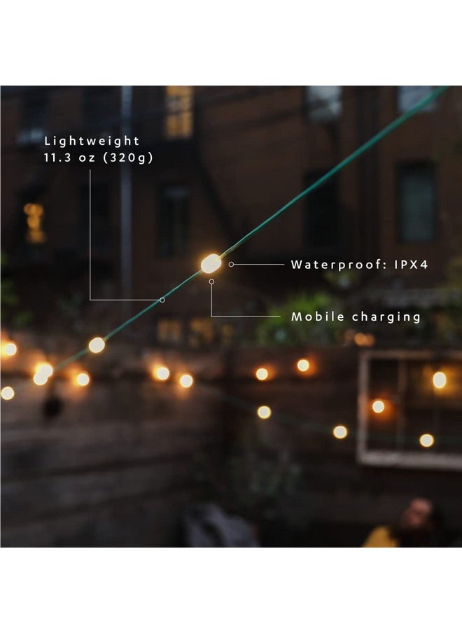 MPOWERD Luci Solar String Lights + Phone Charger: White 18' Rechargeable via Solar or USB-A, 100 Lumens LEDs, Lasts Up to 20 Hours, Waterproof, Camping, Backyard, and Travel