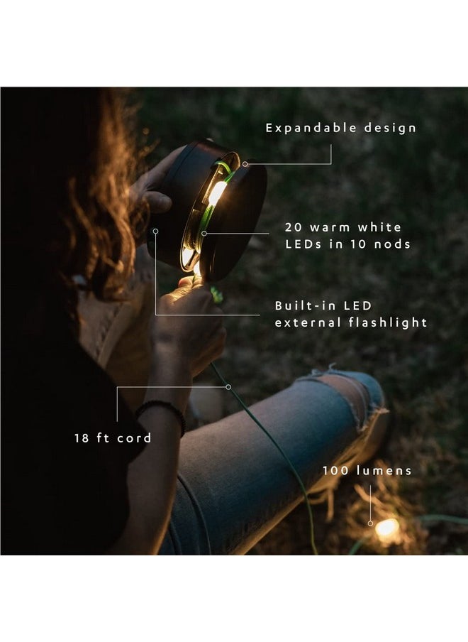 MPOWERD Luci Solar String Lights + Phone Charger: White 18' Rechargeable via Solar or USB-A, 100 Lumens LEDs, Lasts Up to 20 Hours, Waterproof, Camping, Backyard, and Travel