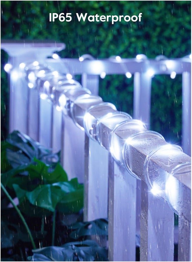 Brightown Solar Rope Lights, IP65 Waterproof 39FT 100LED Outdoor Solar String Lights Solar Powered Fairy Lights with 8 Lighting Modes for Party Garden Yard Home Holiday Tree Decoration, Pure White