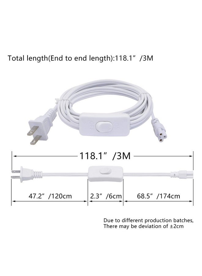 SinLoon UL-LP Certification 18AWG T5 T8 LED Wire Connector Power Cord LED Tube Power Extension Cord with on/Off Swith US Plug for LED T5 T8 Light Tube Integrated Extension Cable (9.8FT SW)