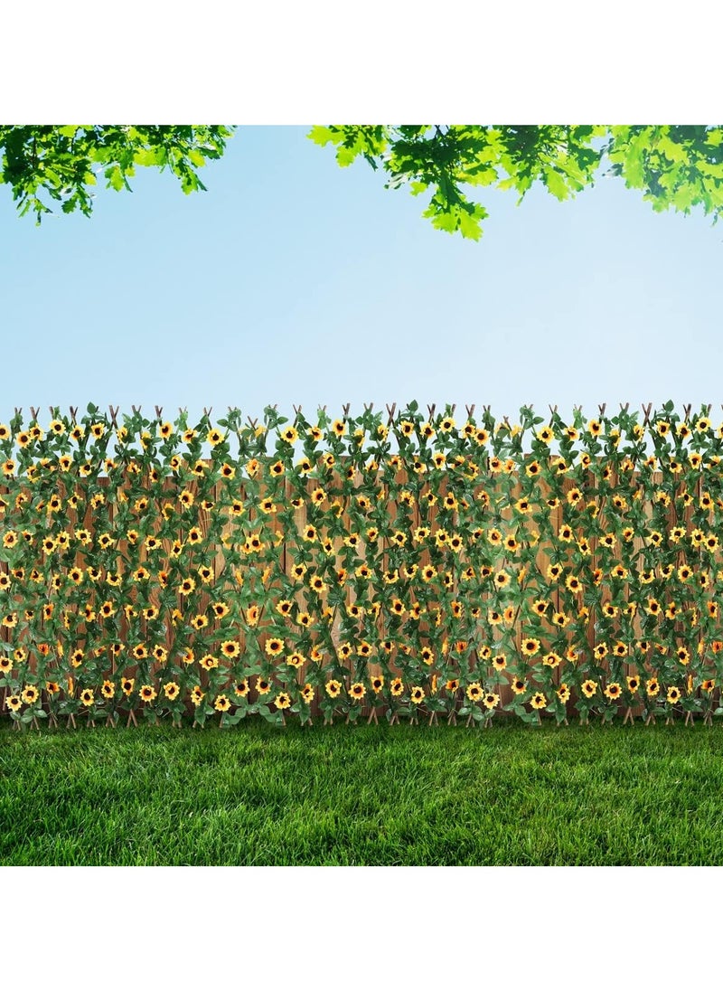 Sunflower Expandable Fence Privacy Screen for Balcony Patio Outdoor, Artificial Leaf Decorative Faux Ivy Fencing Panel