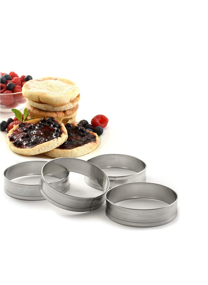 Norpro 3776 Stainless Steel English Muffin Rings, Set of 4, sylver