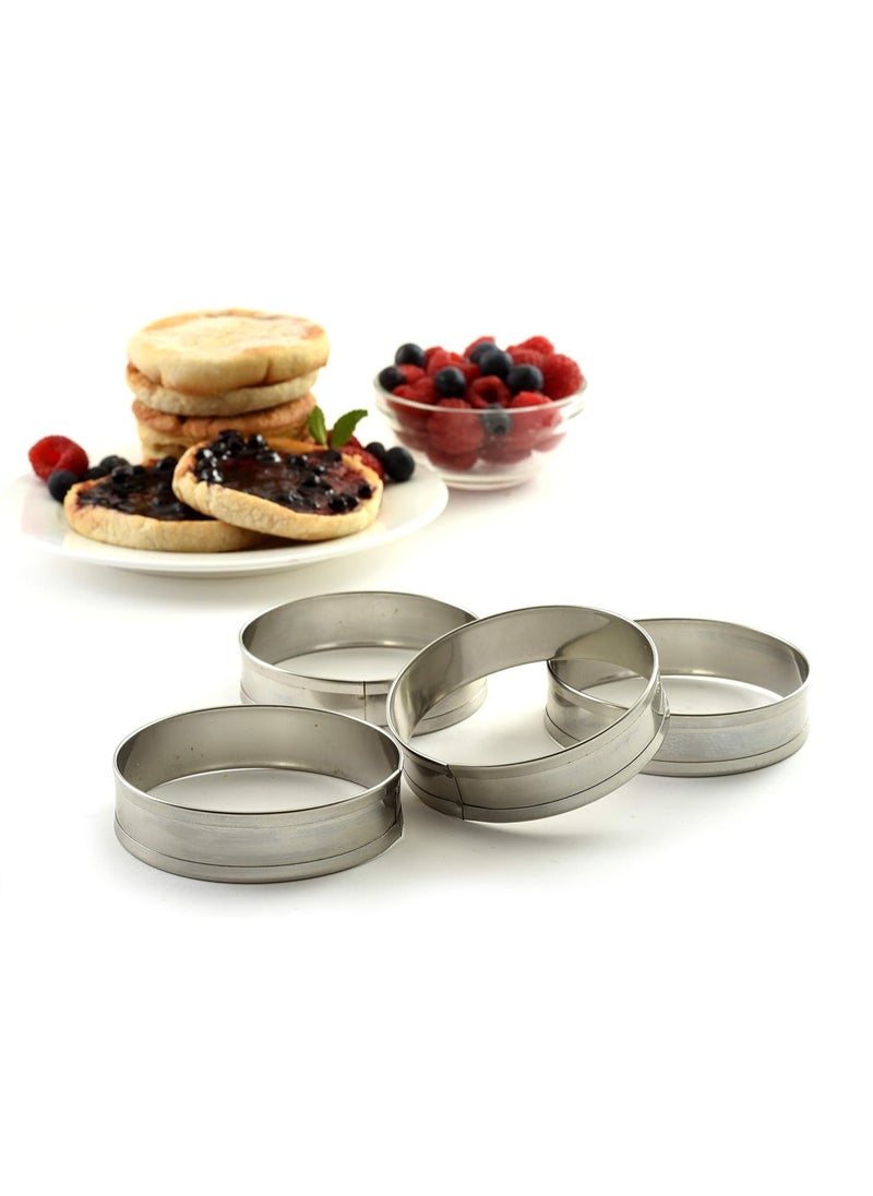 Norpro 3776 Stainless Steel English Muffin Rings, Set of 4, sylver