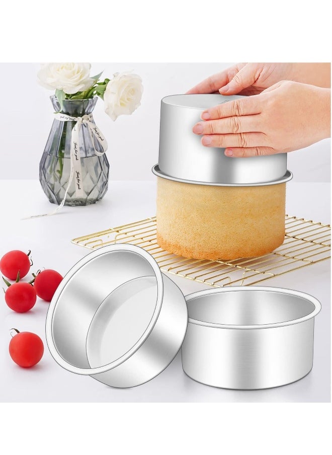 2 Pack 8 inch Non-Stick Deep Aluminum Round Cake Pan with Removable Bottom Round Cake Tin Set