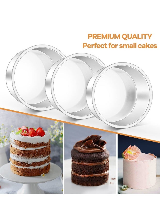 2 Pack 8 inch Non-Stick Deep Aluminum Round Cake Pan with Removable Bottom Round Cake Tin Set