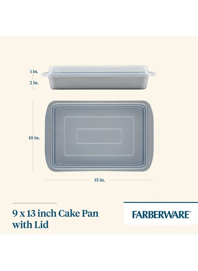 Farberware GoldenBake Bakeware Nonstick Baking Pan/Cake Pan with Lid, Rectangle, Insulated, 9 Inch x 13 Inch - Gray