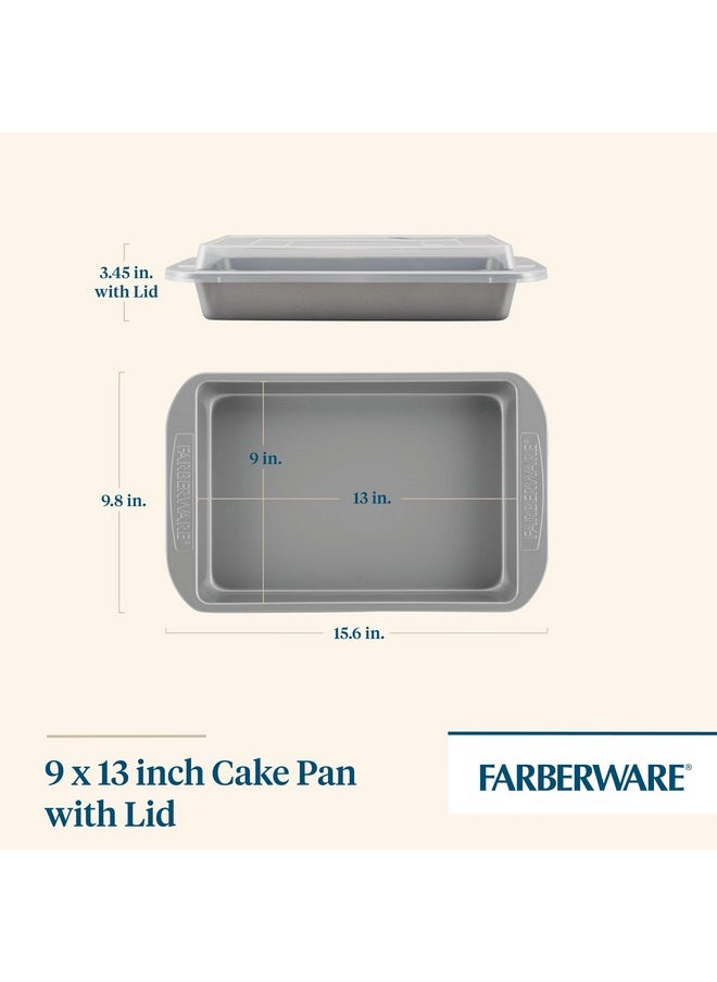 Farberware Nonstick Bakeware Baking Pan With Lid / Nonstick Cake Pan With Lid, Rectangle - 9 Inch x 13 Inch, Gray