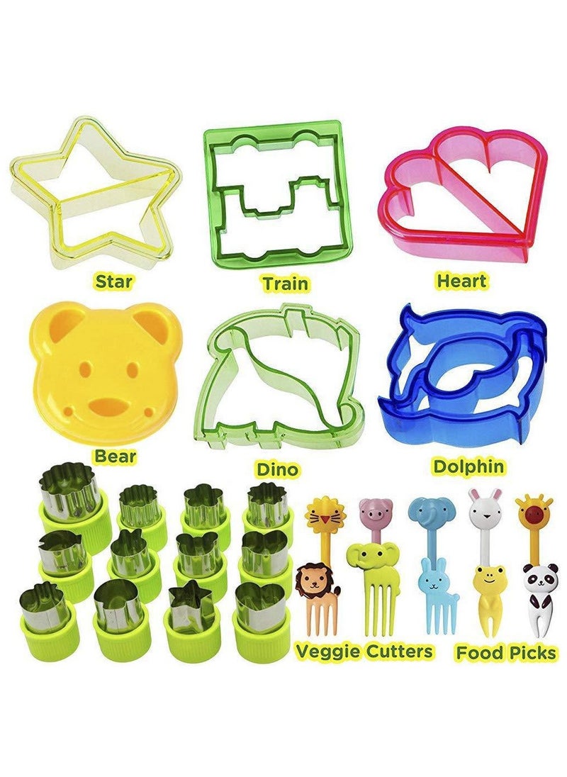 28 Pieces Sandwich Cutters for Kids with Cute Food Picks Set, Animal Cutouts for Cookies, Sandwiches, Vegetables, Fruit, and Bento Box Lunches, Mini and Reusable